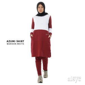 AISYE - AZUMI SHIRT MAROON WHITE