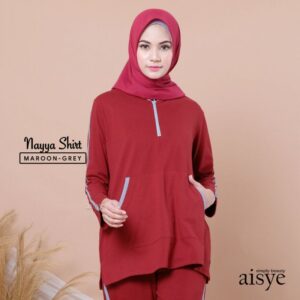 AISYE - NAYYA SHIRT MAROON GREY