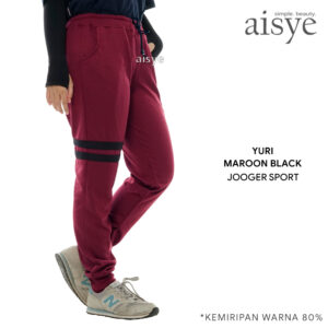 AISYE - YURI MAROON BLACK JOGGER SPORT