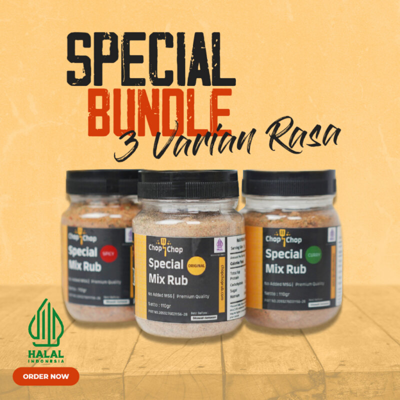 Chopchop Rub Kombinasi 3 Varian - Ori, Curry, Spicy Bumbu Marinasi Rendah Kalori